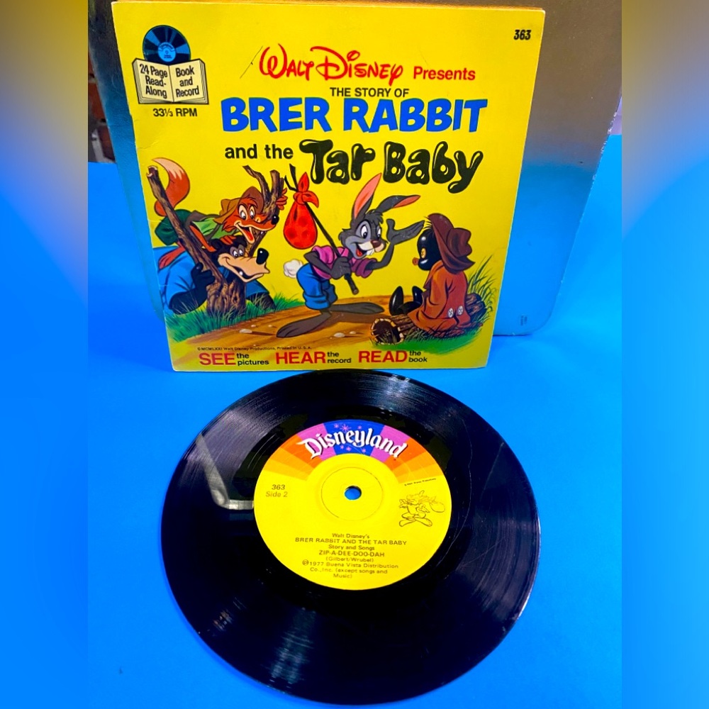 WALT DISNEY BRER RABBIT AND THE TAR BABY VTG 1971 DISNEYLAND RECORD & 24p Book